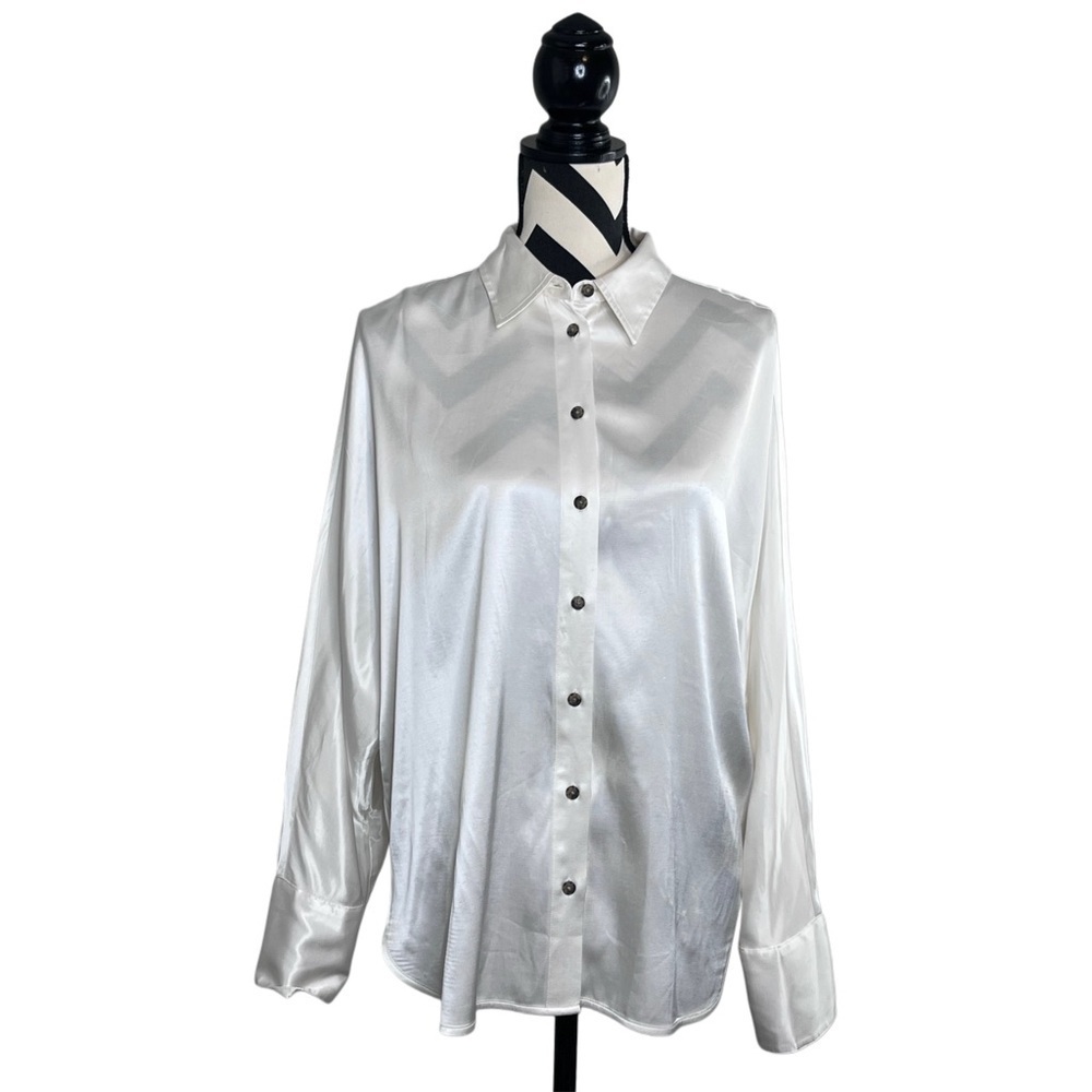 Madewell Relaxed Dolman Sleeve Sz M Satin Button-Up Shirt